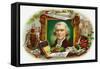 Thomas Jefferson Brand Cigar Inner Box Label-Lantern Press-Framed Stretched Canvas