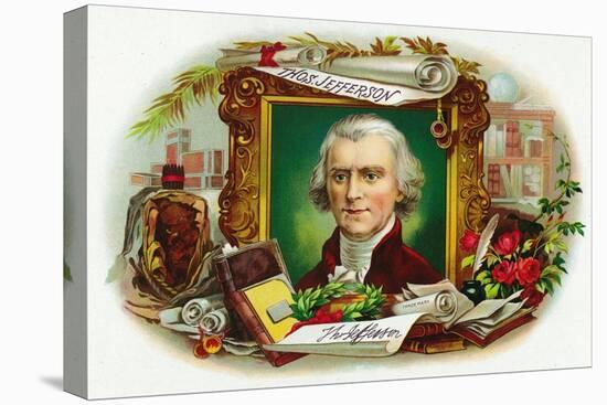 Thomas Jefferson Brand Cigar Inner Box Label-Lantern Press-Stretched Canvas