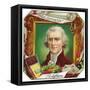 Thomas Jefferson Brand Cigar Outer Box Label-Lantern Press-Framed Stretched Canvas
