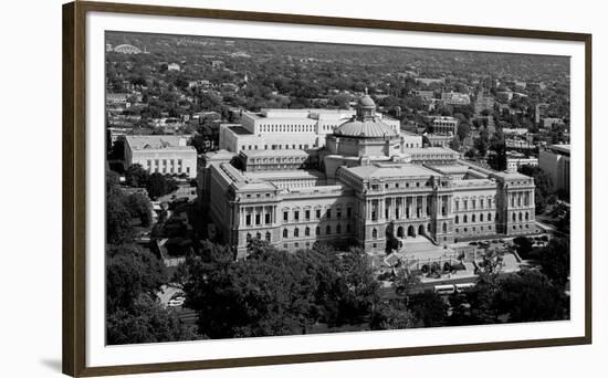 Thomas Jefferson Building from the U.S. Capitol dome, Washington, D.C. - B&W-Carol Highsmith-Framed Art Print