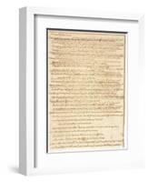 Thomas Jefferson's First Inaugural Address Written in His Own Hand, 1801-null-Framed Art Print