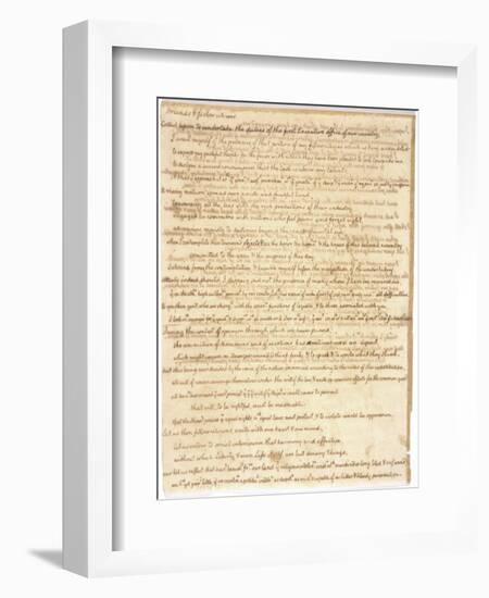 Thomas Jefferson's First Inaugural Address Written in His Own Hand, 1801-null-Framed Art Print