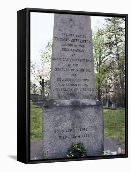 Thomas Jefferson's Grave at His Home, Monticello, in Charlottesville, Virginia-null-Framed Stretched Canvas