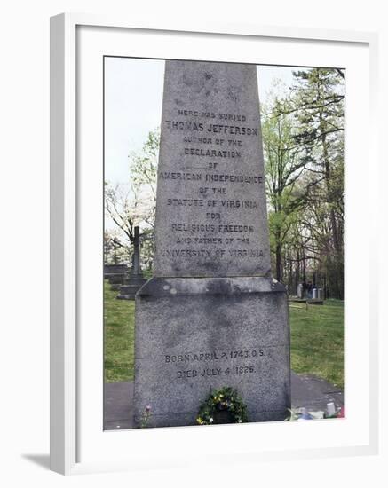 Thomas Jefferson's Grave at His Home, Monticello, in Charlottesville, Virginia-null-Framed Photographic Print