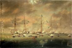 The British and American Fleets Engaged on Lake Borgne-Thomas L. Hornbrook-Giclee Print