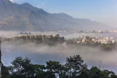 View of Champa Devi, a sacred mountain from Sneha's Care, Bhaisipati, Kathmandu, Nepal, Himalayas,-Thomas L. Kelly-Framed Stretched Canvas