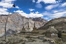 Shrine with Argyle Sheep horns and Blue sheep horns, lower Nyerak village, Ladakh, India, Himalayas-Thomas L. Kelly-Photographic Print