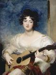 Portrait of Lady Wallscourt, a Striped Scarf Across Her Knees, Playing a Guitar-Sir Thomas Lawrence-Giclee Print