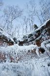 Icicles Hanging From Sandstone Cliffs On Shoreline-Thomas Lazar-Photographic Print