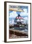 Thomas Point Light - Chesapeake Bay, Maryland-Lantern Press-Framed Art Print