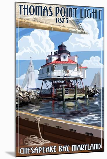 Thomas Point Light - Chesapeake Bay, Maryland-Lantern Press-Mounted Art Print