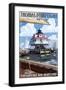 Thomas Point Light - Chesapeake Bay, Maryland-Lantern Press-Framed Art Print