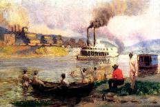 Steamboat on the Ohio, C.1900-Thomas Pollock Anschutz-Stretched Canvas