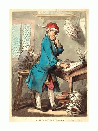 A Money Scrivener, 1801, Hand-Colored Etching, Rosenwald Collection