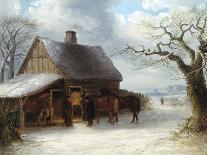 A Winter Farmyard Scene-Thomas Smythe-Stretched Canvas