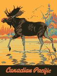 Visit Canada - Bull Moose - Canadian Pacific Railway, Vintage Railroad Travel Poster, 1930s-Thomas (Tom) Hall-Framed Art Print