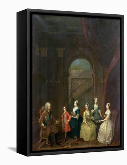 Thomas Wentworth, (1672-1739) Earl of Strafford, and His Family, circa 1732-Gawen Hamilton-Framed Stretched Canvas