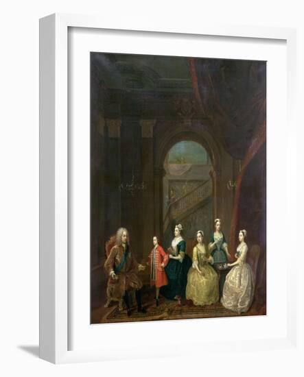 Thomas Wentworth, (1672-1739) Earl of Strafford, and His Family, circa 1732-Gawen Hamilton-Framed Giclee Print