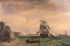 A Two Decker and Other Vessels in Stormy Weather off Gibraltar, 1824-Thomas Whitcombe-Giclee Print