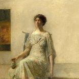 Lady with a Mask. Dated: 1911. Dimensions: overall: 56.2 × 61.3 cm (22 1/8 × 24 1/8 in.) framed...-Thomas Wilmer Dewing-Poster