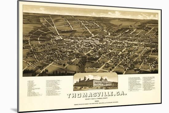 Thomasville, Georgia - Panoramic Map-Lantern Press-Mounted Art Print