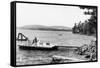 Thompson Lake, Maine, View of Rich's Cabin and Dock-Lantern Press-Framed Stretched Canvas