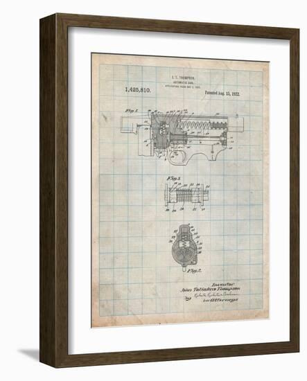 Thompson Submachine Gun Patent-Cole Borders-Framed Art Print