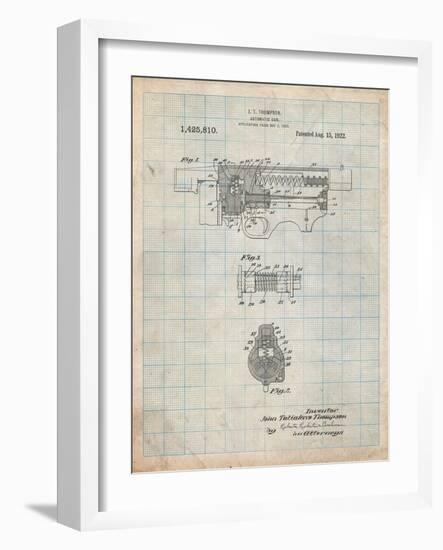 Thompson Submachine Gun Patent-Cole Borders-Framed Art Print