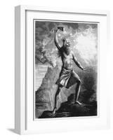 Thor, God of Thunder in the Scandinavian Pantheon, Wielding His Hammer, 1874-null-Framed Giclee Print