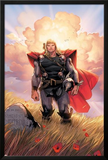 Thor No.10 Cover: Thor Jumping-Olivier Coipel-Lamina Framed Poster