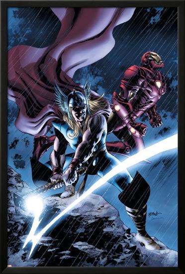 Thor No.80 Cover: Thor and Iron Man-Steve Epting-Lamina Framed Poster