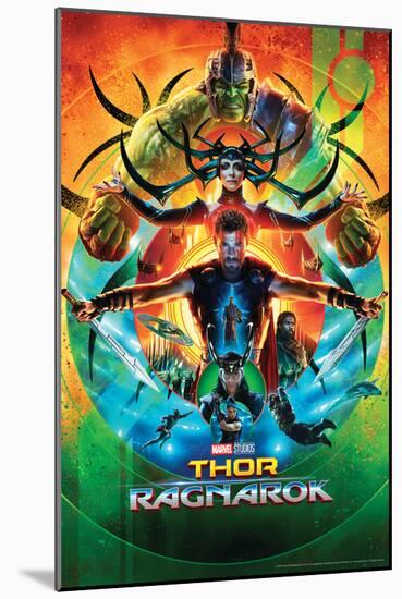 Thor: Ragnarok - Thor, Hulk, Valkyrie, Loki, Hela, Heimdall, Grandmaster-null-Mounted Poster