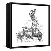 Thor Riding in Chariot Drawn by Goats and Wielding His Hammer-null-Framed Stretched Canvas
