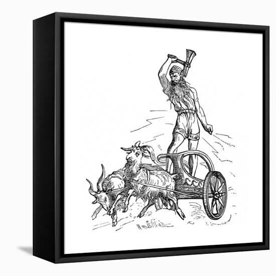 Thor Riding in Chariot Drawn by Goats and Wielding His Hammer-null-Framed Stretched Canvas