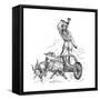 Thor Riding in Chariot Drawn by Goats and Wielding His Hammer-null-Framed Stretched Canvas