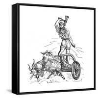 Thor Riding in Chariot Drawn by Goats and Wielding His Hammer-null-Framed Stretched Canvas