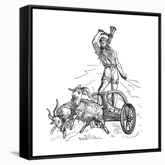 Thor Riding in Chariot Drawn by Goats and Wielding His Hammer-null-Framed Stretched Canvas