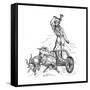Thor Riding in Chariot Drawn by Goats and Wielding His Hammer-null-Framed Stretched Canvas