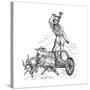 Thor Riding in Chariot Drawn by Goats and Wielding His Hammer-null-Stretched Canvas