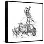 Thor Riding in Chariot Drawn by Goats and Wielding His Hammer-null-Framed Stretched Canvas