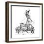 Thor Riding in Chariot Drawn by Goats and Wielding His Hammer-null-Framed Premium Giclee Print