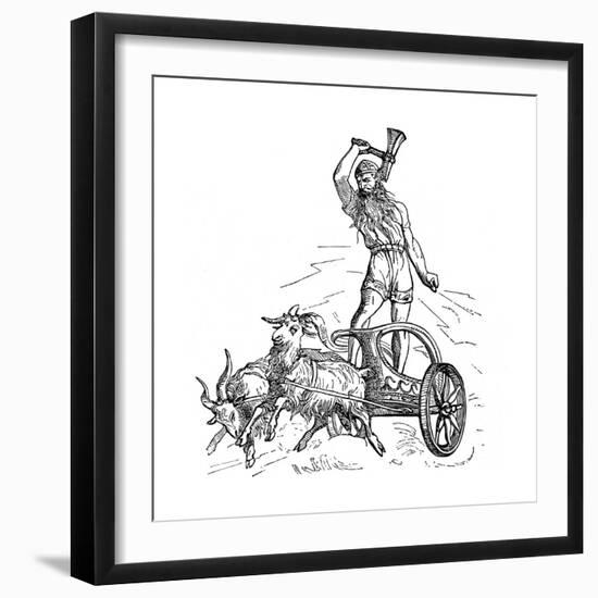 Thor Riding in Chariot Drawn by Goats and Wielding His Hammer-null-Framed Premium Giclee Print