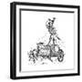 Thor Riding in Chariot Drawn by Goats and Wielding His Hammer-null-Framed Premium Giclee Print
