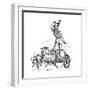 Thor Riding in Chariot Drawn by Goats and Wielding His Hammer-null-Framed Premium Giclee Print