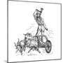 Thor Riding in Chariot Drawn by Goats and Wielding His Hammer-null-Mounted Premium Giclee Print