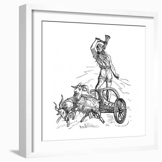 Thor Riding in Chariot Drawn by Goats and Wielding His Hammer-null-Framed Giclee Print