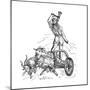 Thor Riding in Chariot Drawn by Goats and Wielding His Hammer-null-Mounted Giclee Print