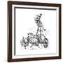 Thor Riding in Chariot Drawn by Goats and Wielding His Hammer-null-Framed Giclee Print