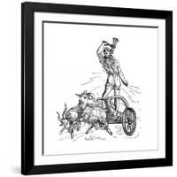 Thor Riding in Chariot Drawn by Goats and Wielding His Hammer-null-Framed Giclee Print