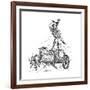 Thor Riding in Chariot Drawn by Goats and Wielding His Hammer-null-Framed Giclee Print